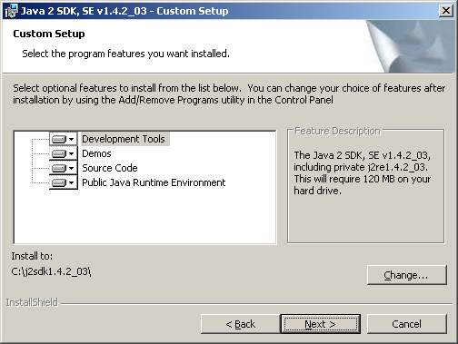 ... screendumps shows how to install J2SE 1.4.2_x SDK on Windows XP